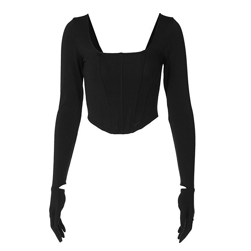 Long-sleeved Finger Sleeve Top - Clothing Whore