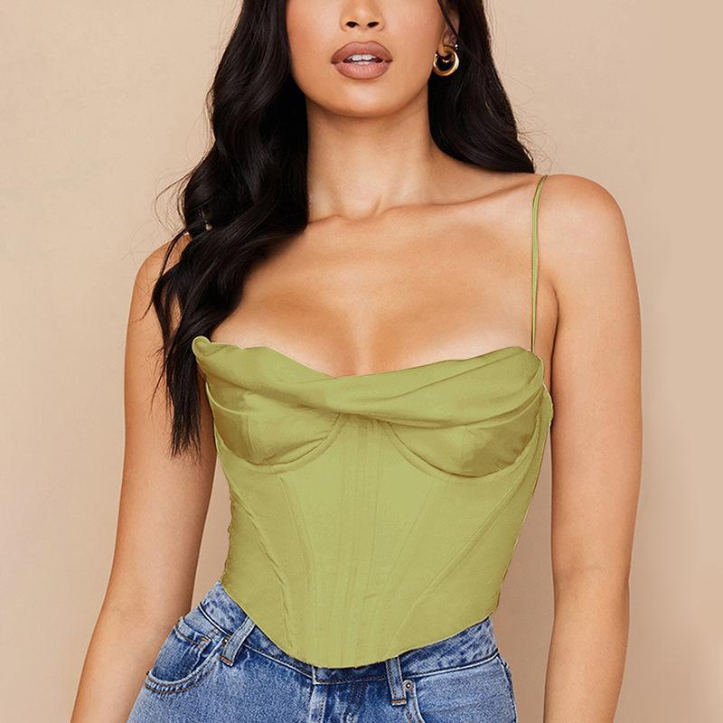 Satin Cowl Neck Corset Top - Clothing Whore