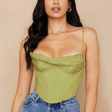 Satin Cowl Neck Corset Top - Clothing Whore