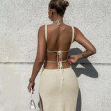 Backless Knitted Straps Dress - Clothing Whore