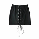 Lace up detail High Waist Skirt - Clothing Whore