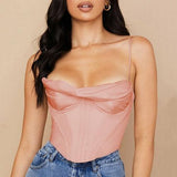 Satin Cowl Neck Corset Top - Clothing Whore