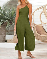 Single Shoulder Sling Rompers Wide Leg - Clothing Whore