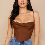 Satin Cowl Neck Corset Top - Clothing Whore