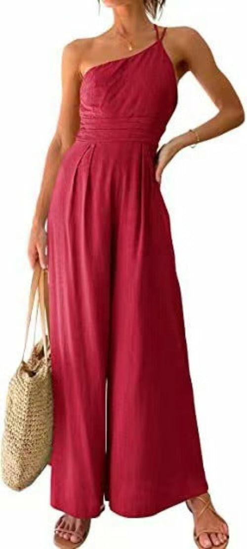 Single Shoulder Sling Rompers Wide Leg - Clothing Whore