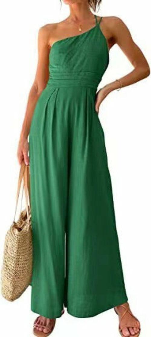 Single Shoulder Sling Rompers Wide Leg - Clothing Whore