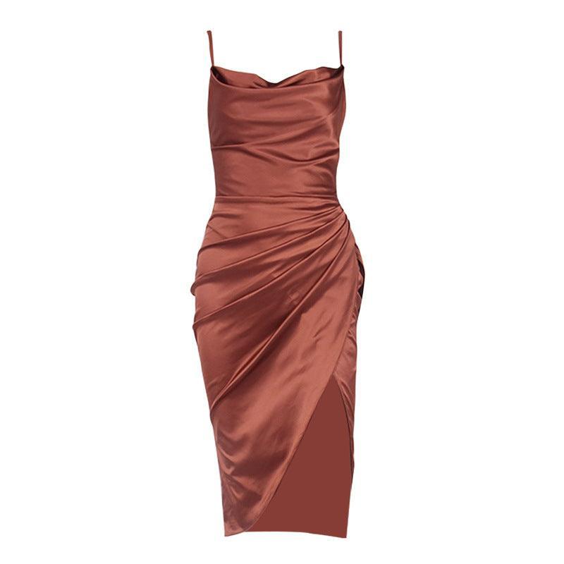 Ruched Cocktail Satin Dress - Clothing Whore