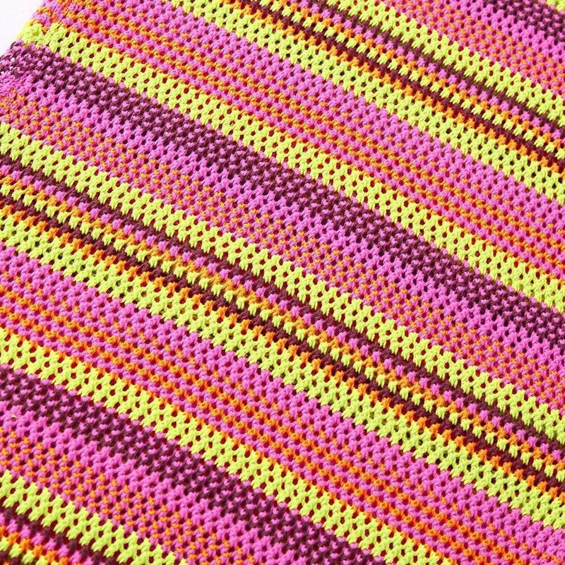 Striped Colorful Knitted Sleeveless Dress - Clothing Whore