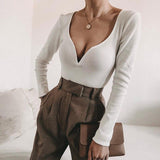 Low V Knitted Bodysuit - Clothing Whore