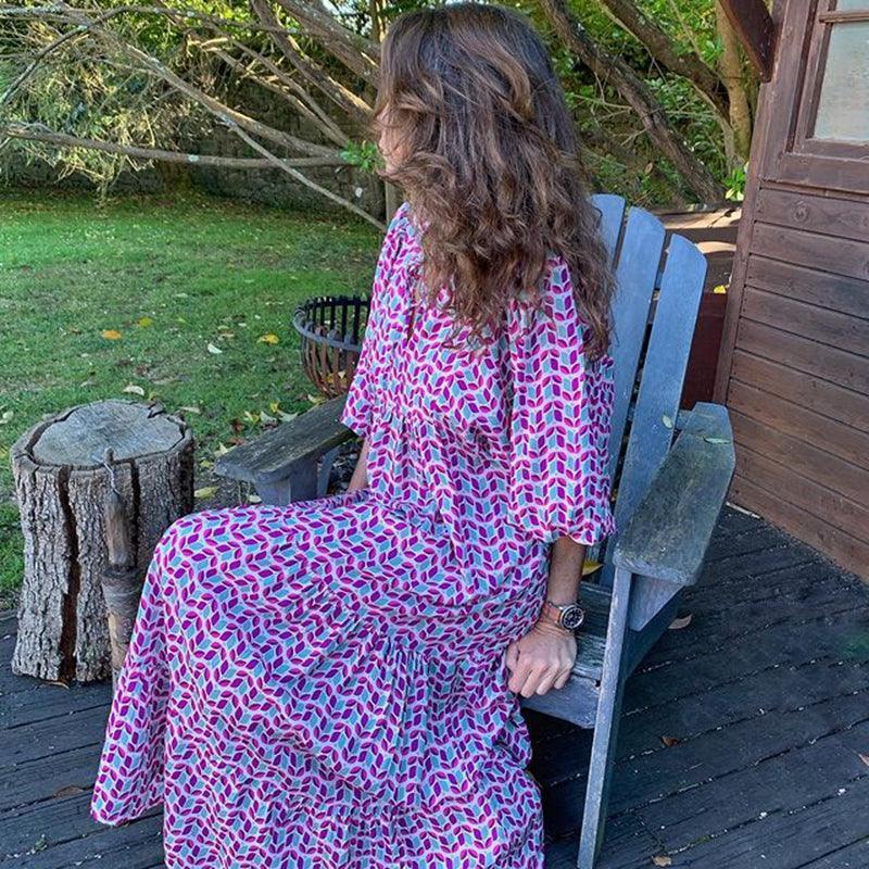 Puff Sleeve Boho Maxi Dress - Clothing Whore