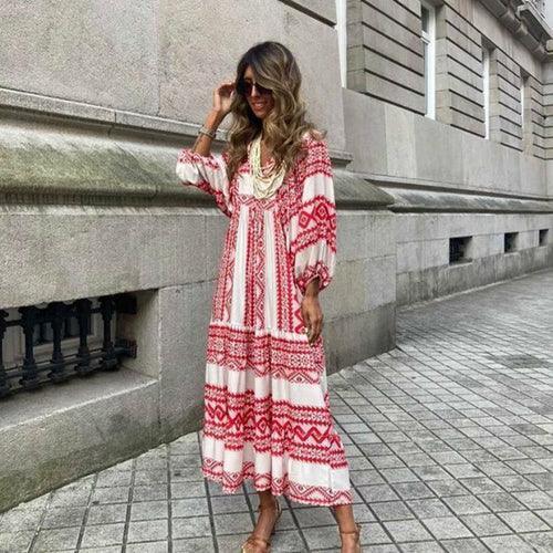 Puff Sleeve Boho Maxi Dress - Clothing Whore