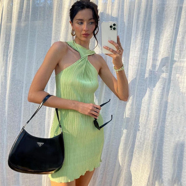 Ruched Green Dress - Clothing Whore