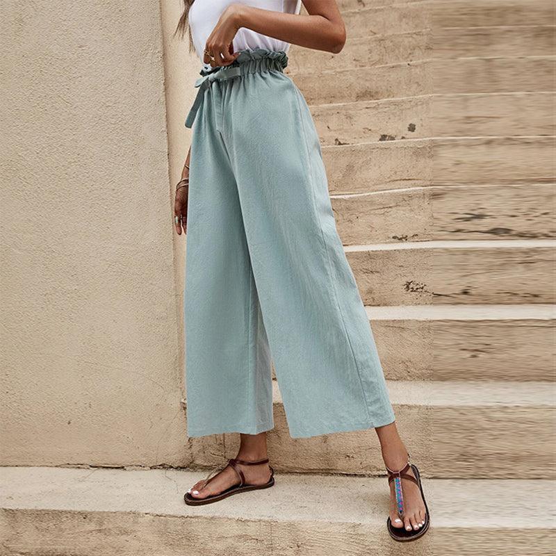 Wide Leg Pants Elastic Waist - Clothing Whore