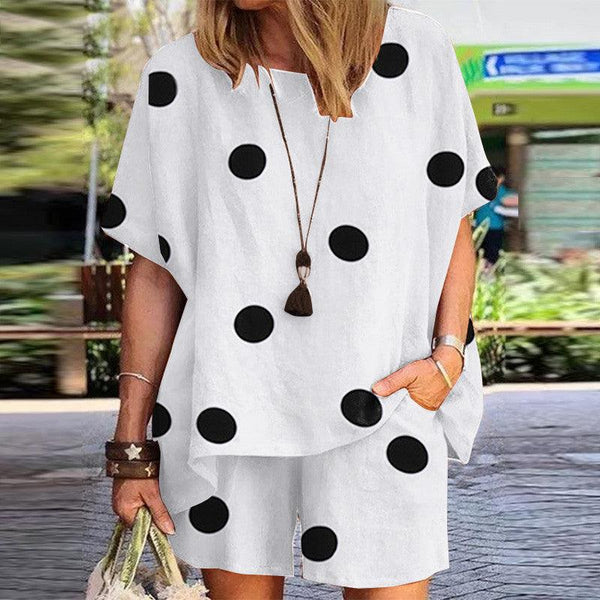 Linen Short Sleeve Polka Dot Set - Clothing Whore