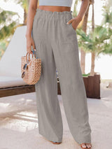 Summer Casual Ruffle Elastic Waist Beach Trousers - Clothing Whore