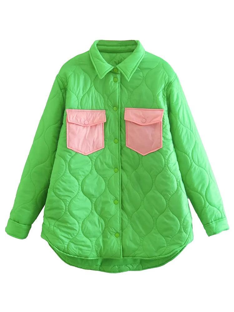 Quilting Green Coat - Clothing Whore