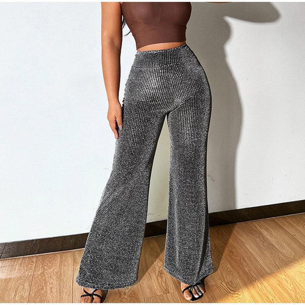 Silver Shiny High Waist Pants - Clothing Whore