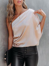 Satin One-Shoulder Blouse - Clothing Whore