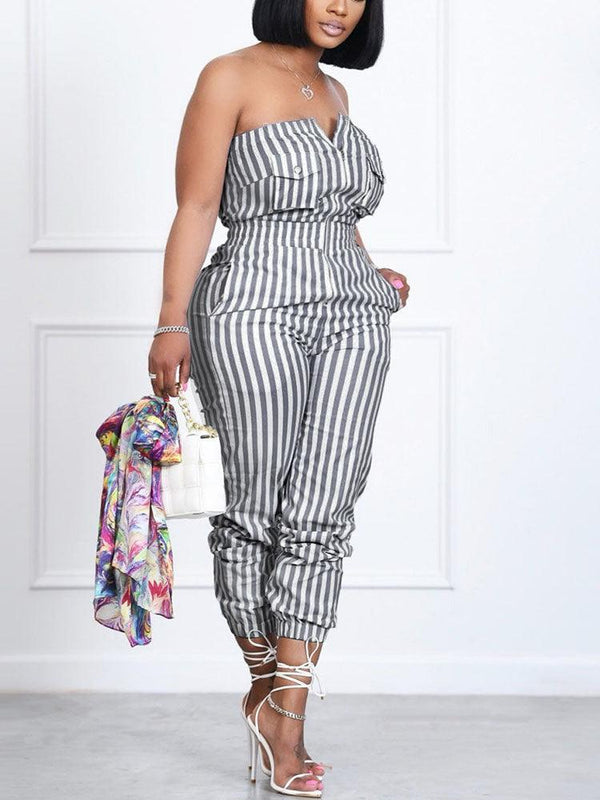 Casual Striped Jumpsuit - Clothing Whore