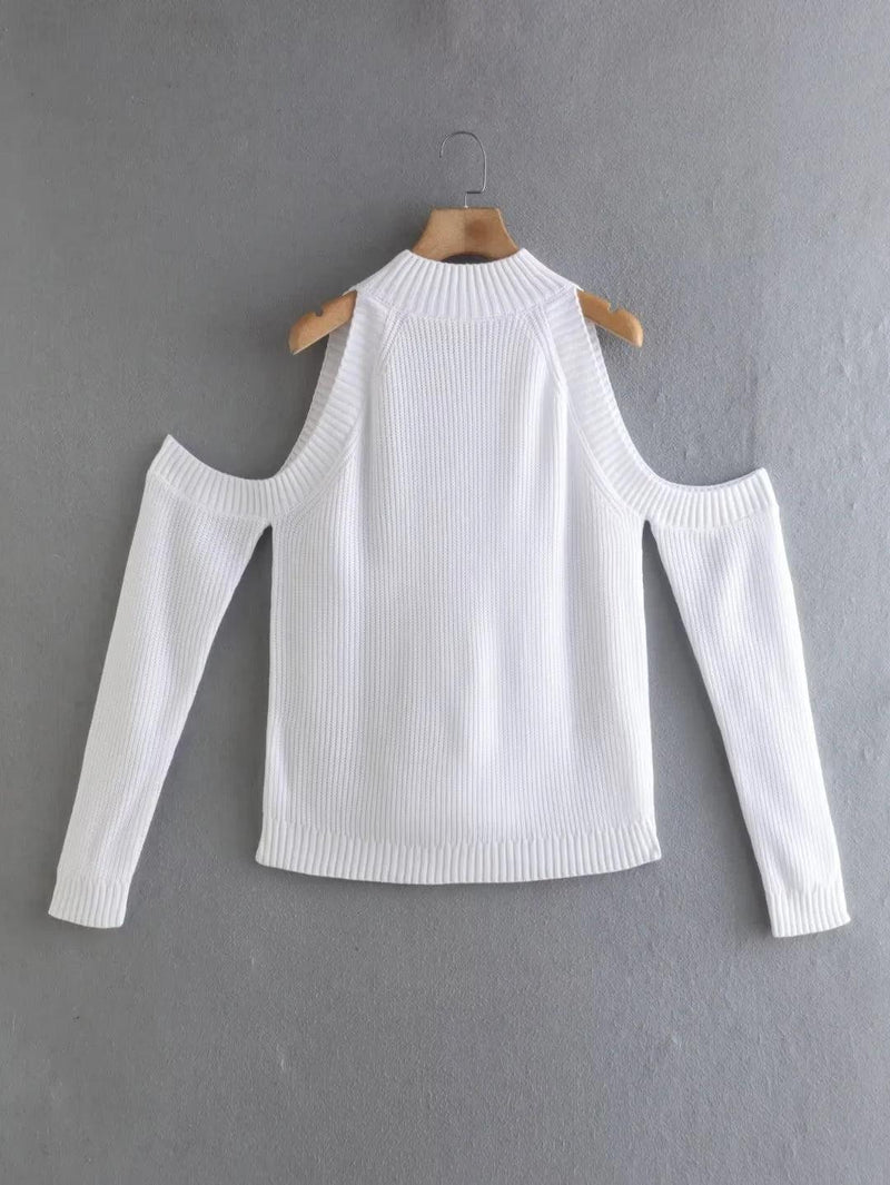 White Turtleneck Knitted - Clothing Whore