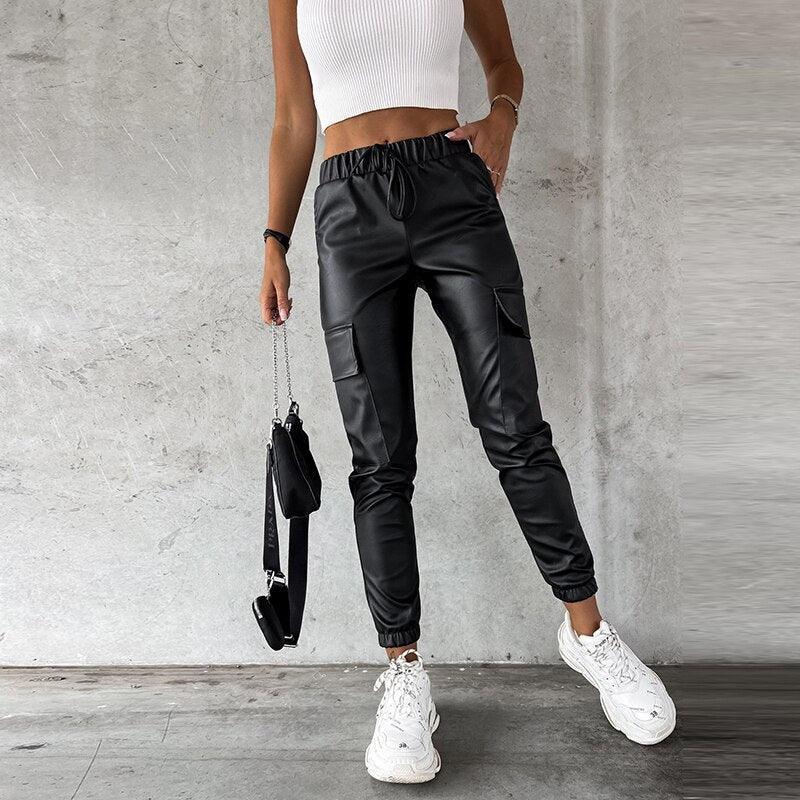 PU Elastic Waist Faux Leather - Clothing Whore