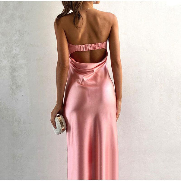 Satin Strapless Sexy Maxi Dress - Clothing Whore