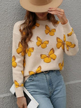 Cartoon Butterflies Knitted Sweater - Clothing Whore