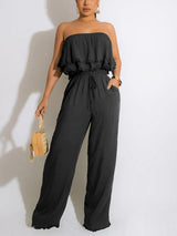 Off Shoulder Loose Tube Jumpsuit - Clothing Whore