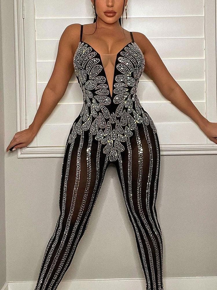 Give Me Diamonds Dahling Embellished Jumpsuit - Clothing Whore