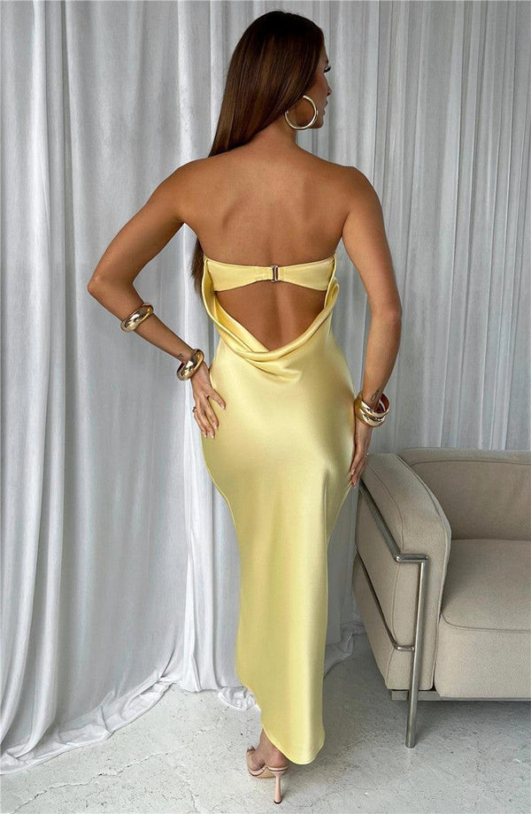 Satin Backless Maxi Dress - Clothing Whore