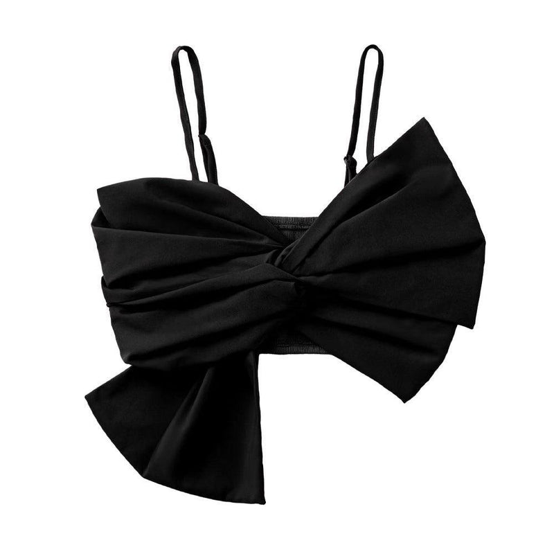 Bow Cropped Tank Top - Clothing Whore