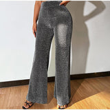 Silver Shiny High Waist Pants - Clothing Whore