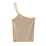 Asymmetrical Crop Knit Tank Top - Clothing Whore