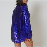 Sequins V-neck Collar Shirt Party Dress - Clothing Whore