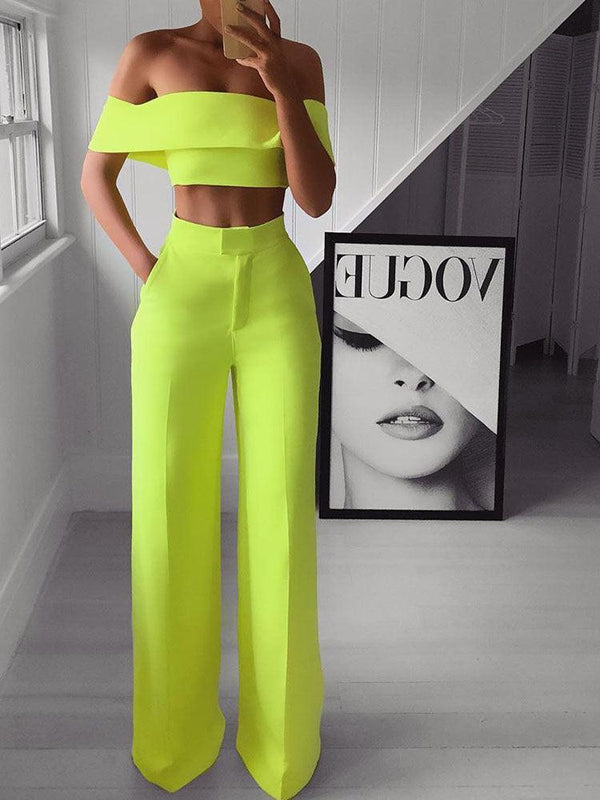 Off Shoulder Crop Top Matching Set - Clothing Whore