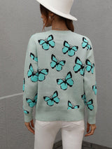 Cartoon Butterflies Knitted Sweater - Clothing Whore