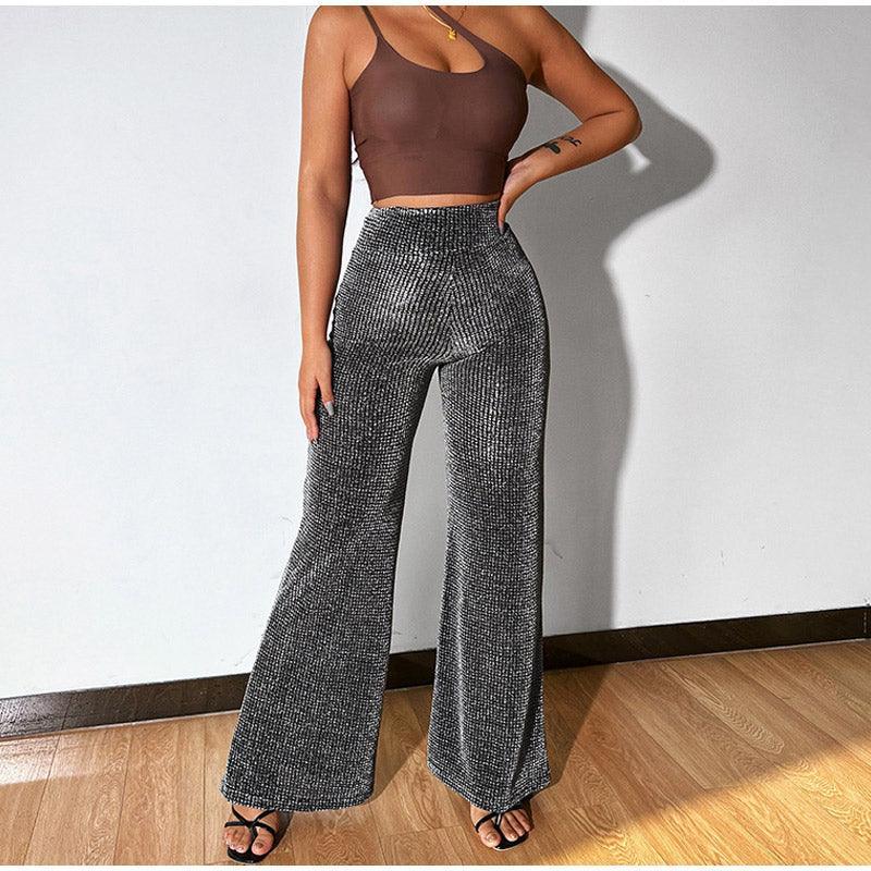 Silver Shiny High Waist Pants - Clothing Whore