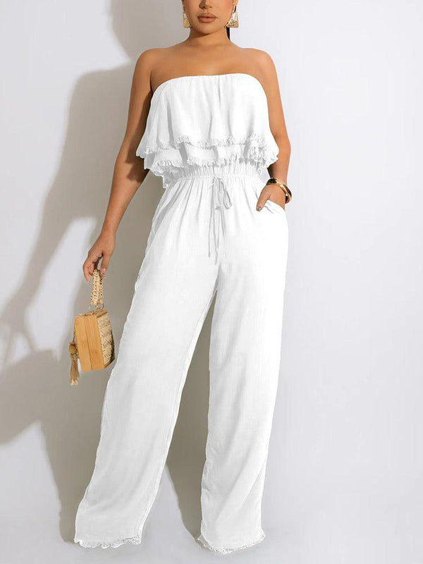 Off Shoulder Loose Tube Jumpsuit - Clothing Whore