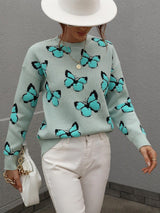 Cartoon Butterflies Knitted Sweater - Clothing Whore