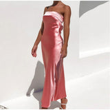 Satin Strapless Sexy Maxi Dress - Clothing Whore