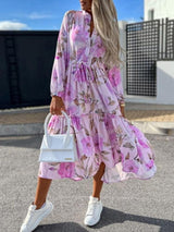 Floral Print Tie-Up Maxi Dress - Clothing Whore