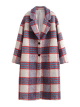 Vintage Plaid Purple Long Trench Coat - Clothing Whore