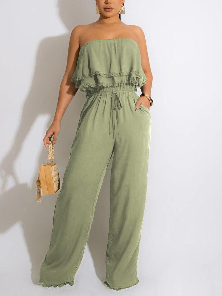 Off Shoulder Loose Tube Jumpsuit - Clothing Whore