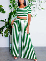 Stripe  T-shirt & Wide Leg Pants - Clothing Whore