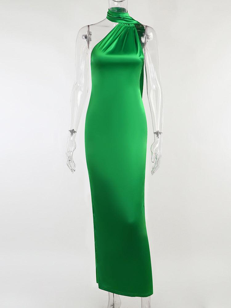 Satin Backless Maxi Dress - Clothing Whore