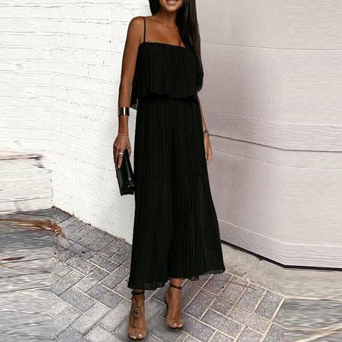 Chiffon Jumpsuit Loose Pleated - Clothing Whore