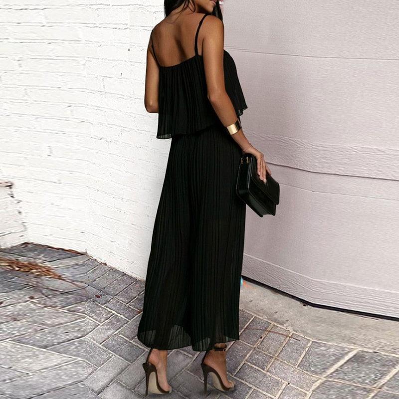 Chiffon Jumpsuit Loose Pleated - Clothing Whore