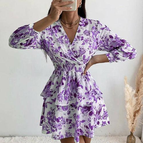 Floral Printed Pleated A-Line Dress - Clothing Whore