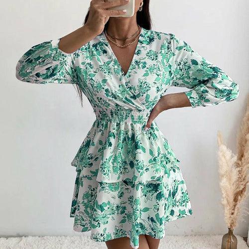 Floral Printed Pleated A-Line Dress - Clothing Whore