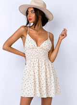 Sleeveless A Line Floral Print Mini Dress - Clothing Whore